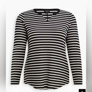 Torrid Black and White Striped Long Sleeve Top